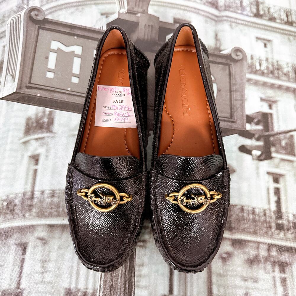 Coach Margot Black Leather Loafer, Style FG2956